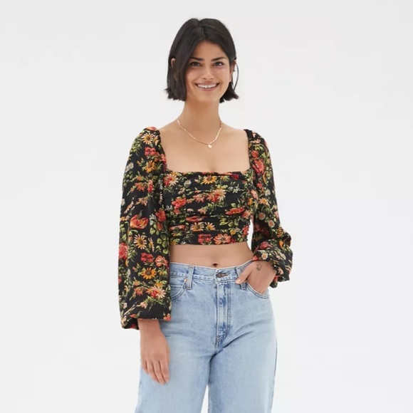 Urban Outfitters Tops - NEW UO Bambi Ruched Floral Puff Sleeve Blouse Top